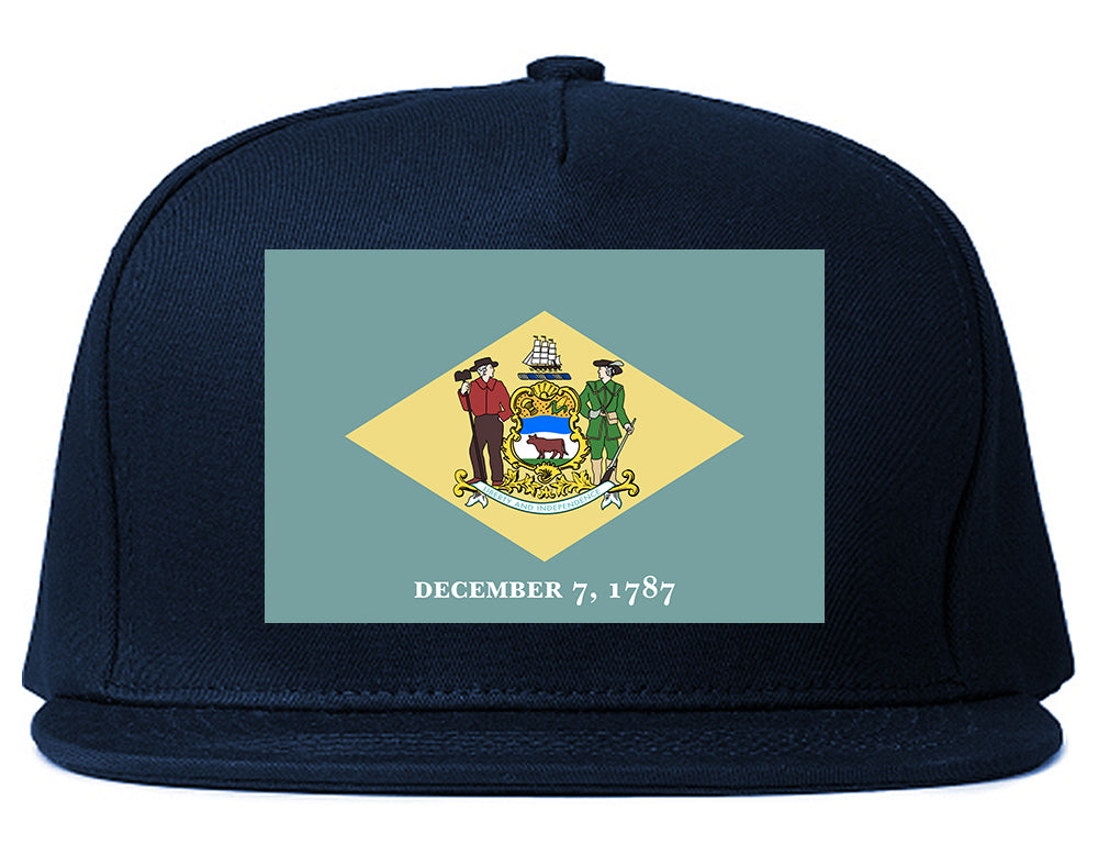 Delaware State Flag DE 1787 Chest Mens Snapback Hat Navy Blue