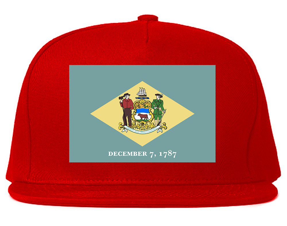 Delaware State Flag DE 1787 Chest Mens Snapback Hat Red