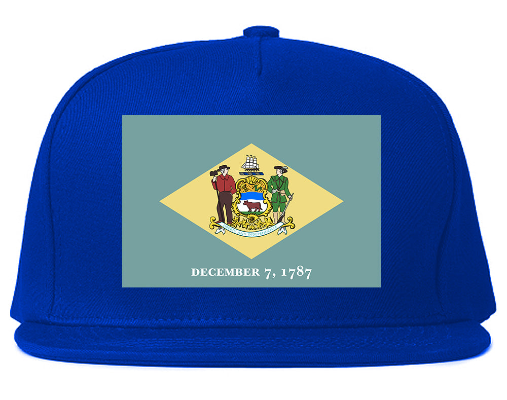 Delaware State Flag DE 1787 Chest Mens Snapback Hat Royal Blue