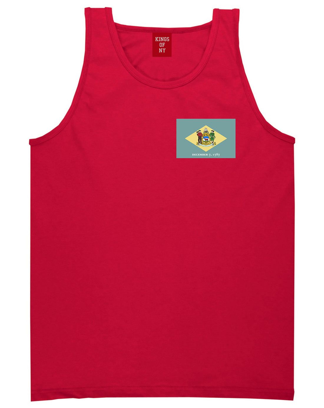 Delaware State Flag DE 1787 Chest Mens Tank Top T-Shirt Red