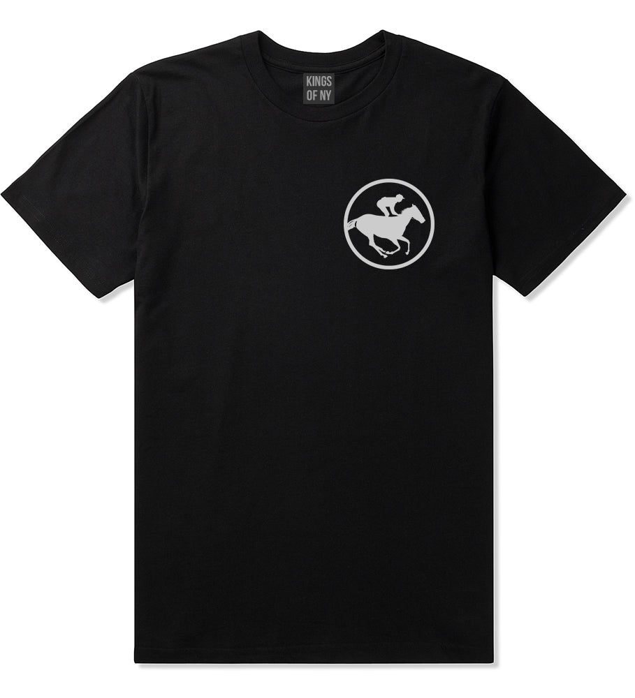 Derby_Horse_Racing_Chest Mens Black T-Shirt by Kings Of NY