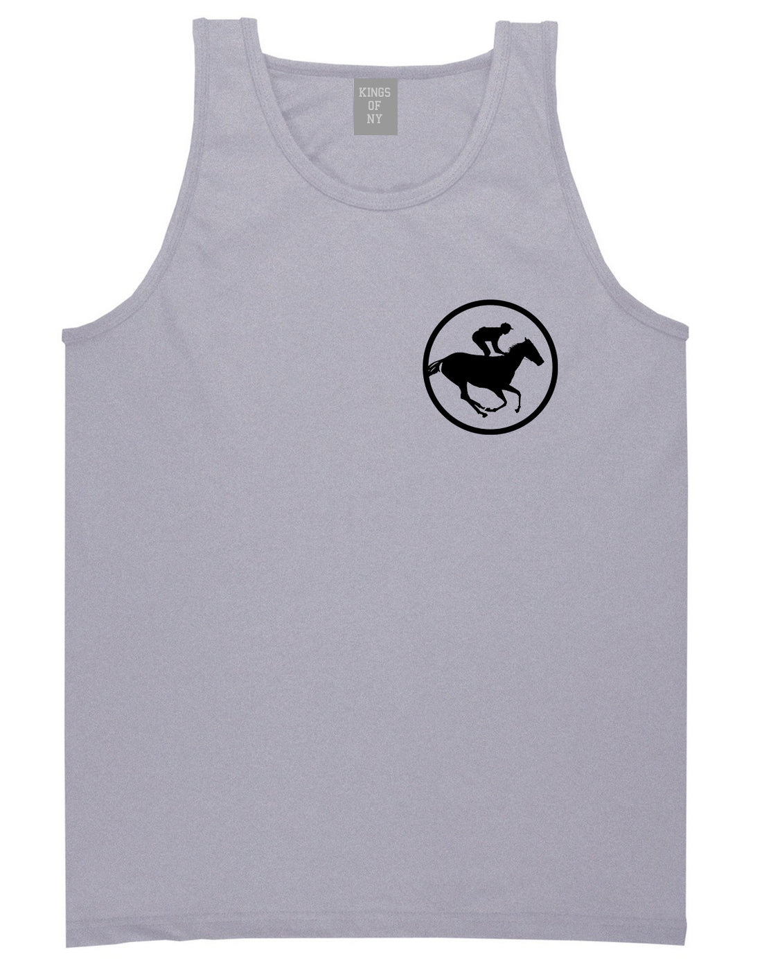 Derby_Horse_Racing_Chest Mens Grey Tank Top Shirt by Kings Of NY