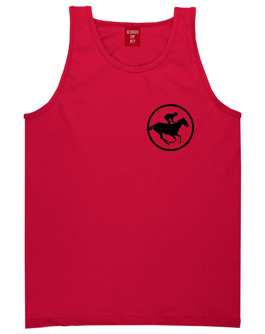 Derby_Horse_Racing_Chest Mens Red Tank Top Shirt by Kings Of NY