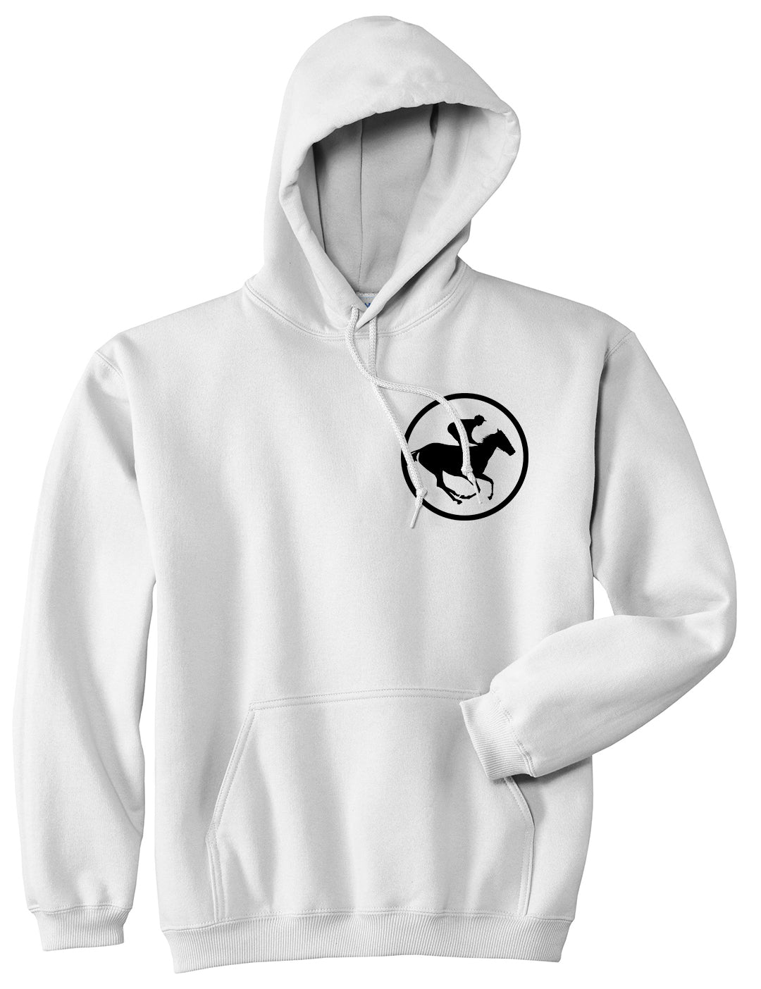 Derby Horse Racing Chest Mens White Pullover Hoodie by Kings Of NY