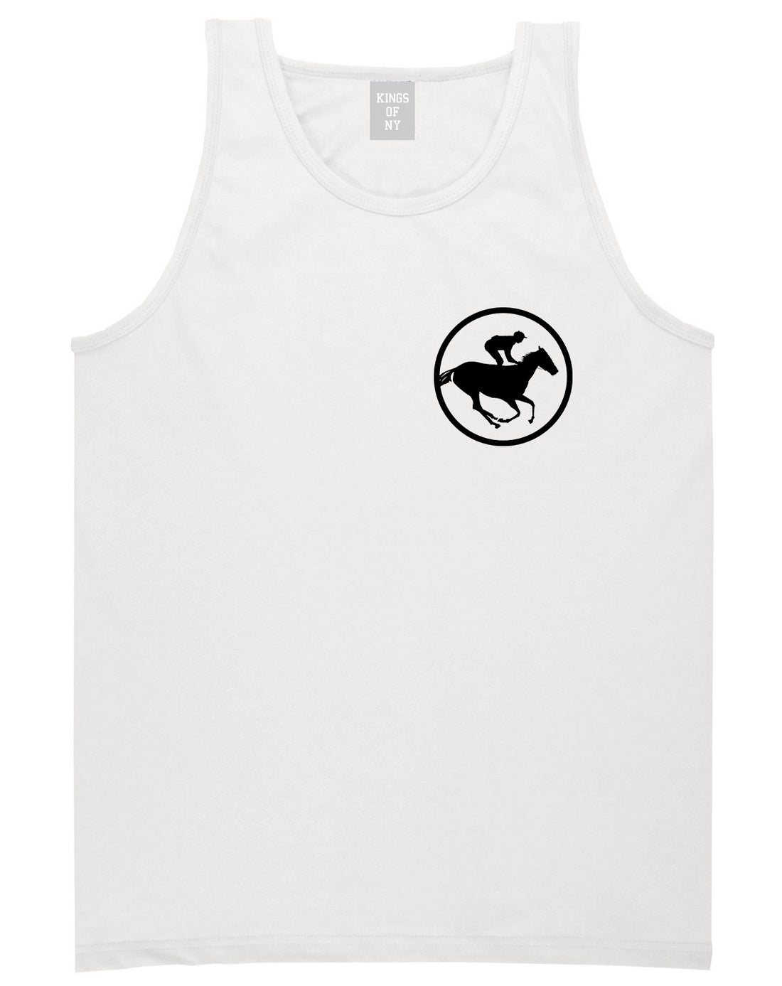 Derby_Horse_Racing_Chest Mens White Tank Top Shirt by Kings Of NY