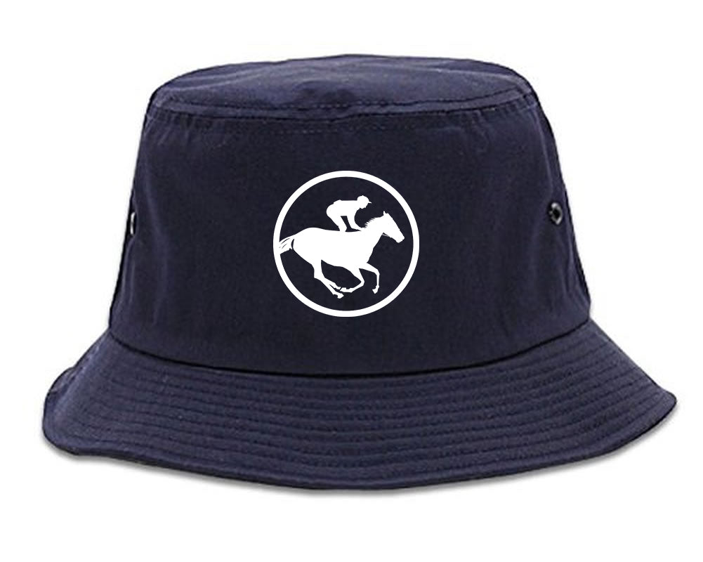 Derby_Horse_Racing_Chest Mens Blue Bucket Hat by Kings Of NY