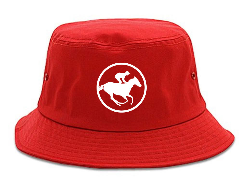 Derby_Horse_Racing_Chest Mens Red Bucket Hat by Kings Of NY