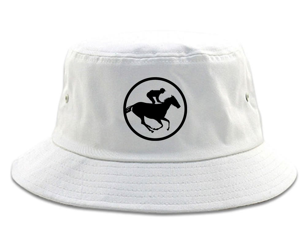Derby_Horse_Racing_Chest Mens White Bucket Hat by Kings Of NY