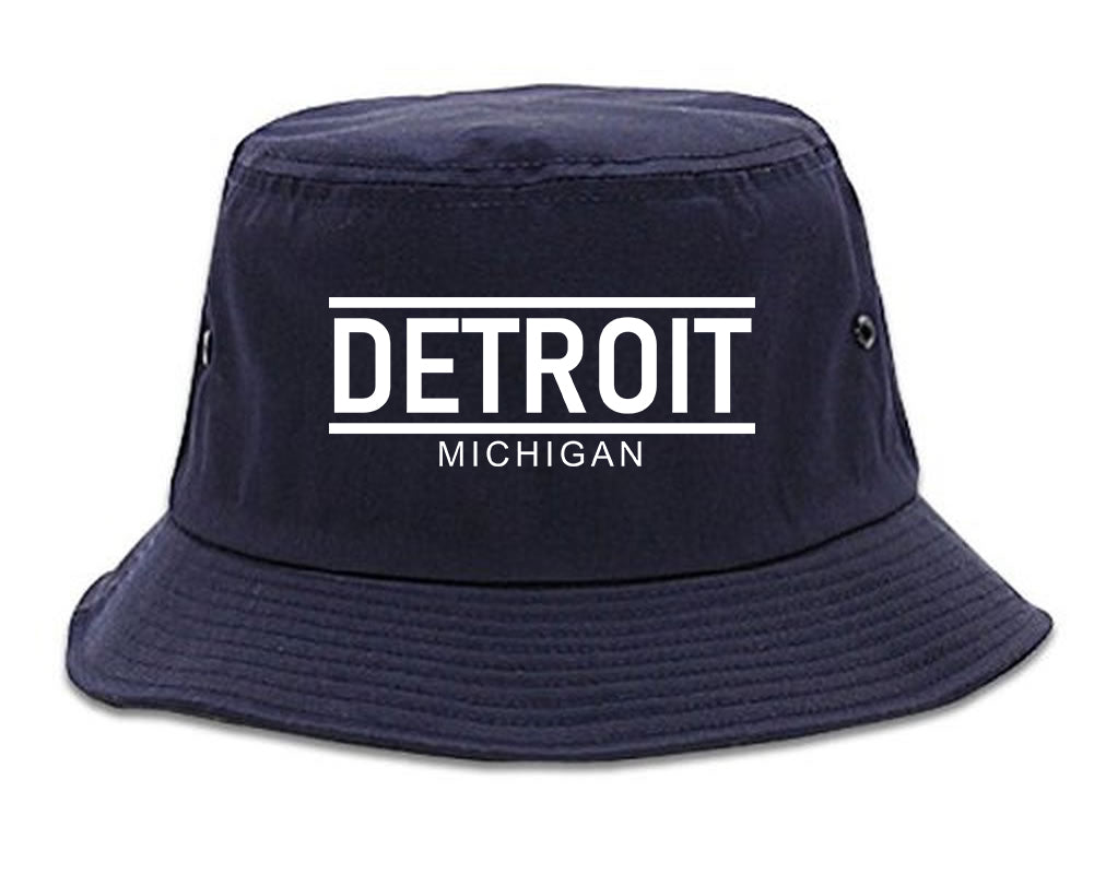 Detroit Michigan City Lines Mens Bucket Hat Navy Blue