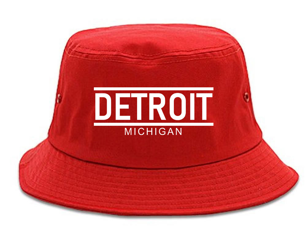 Detroit Michigan City Lines Mens Bucket Hat Red