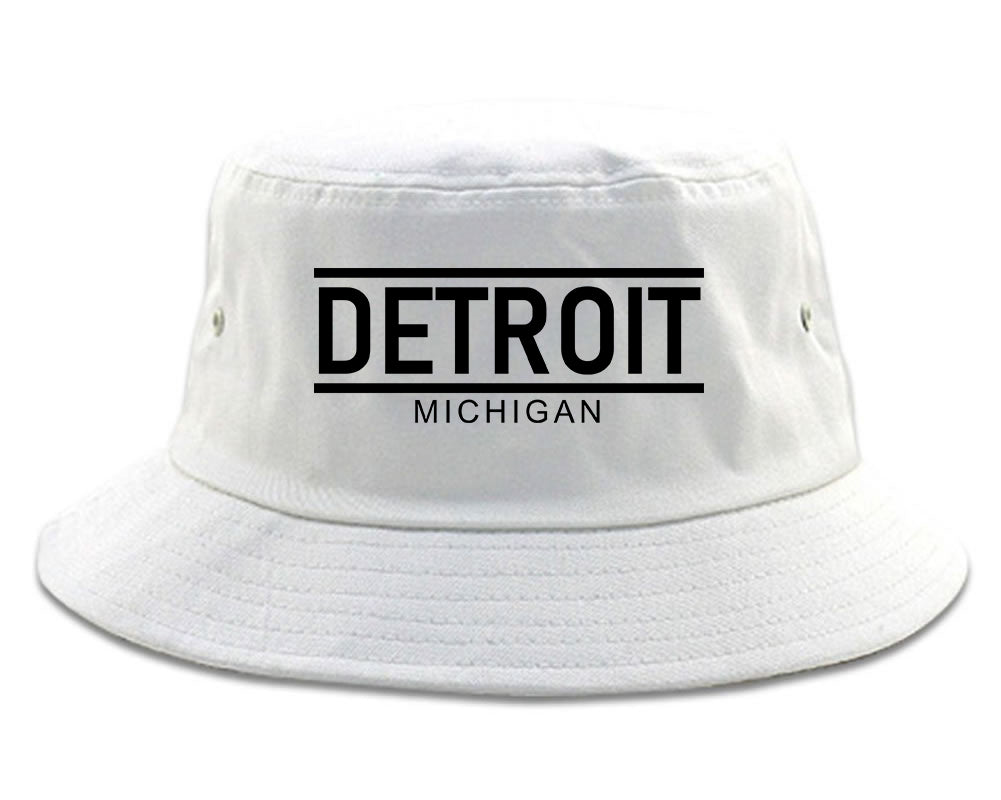 Detroit Michigan City Lines Mens Bucket Hat White