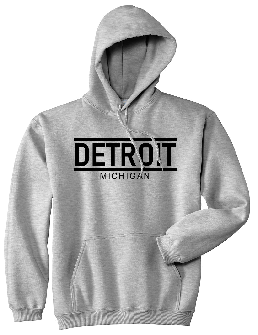 Detroit Michigan City Lines Mens Pullover Hoodie Grey