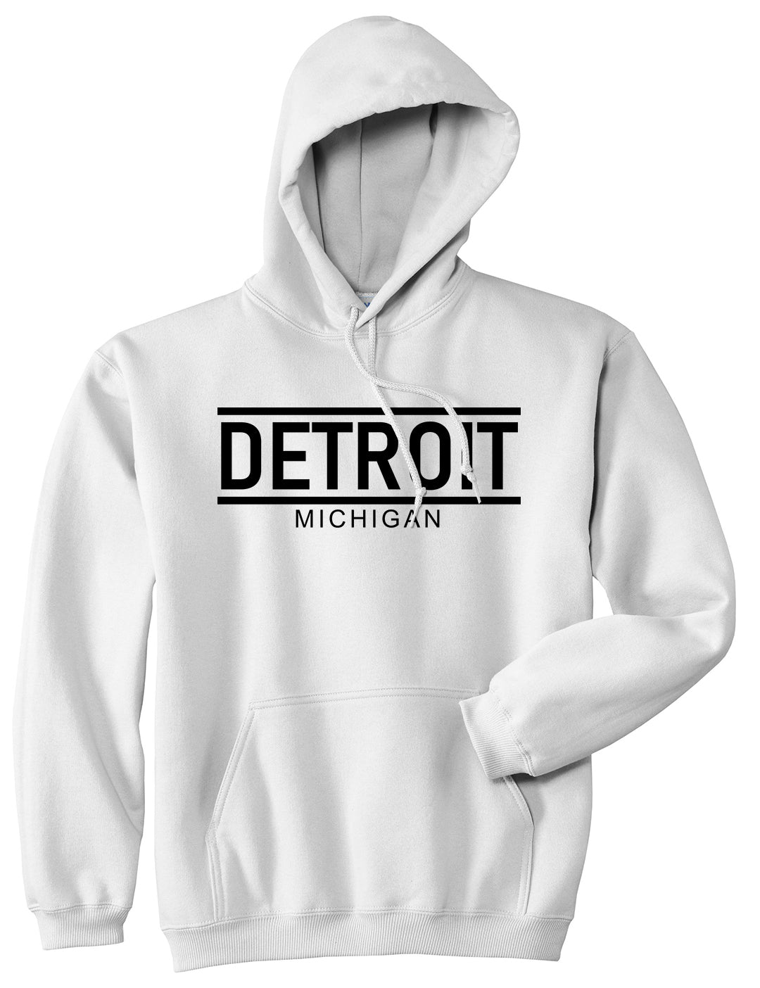 Detroit Michigan City Lines Mens Pullover Hoodie White