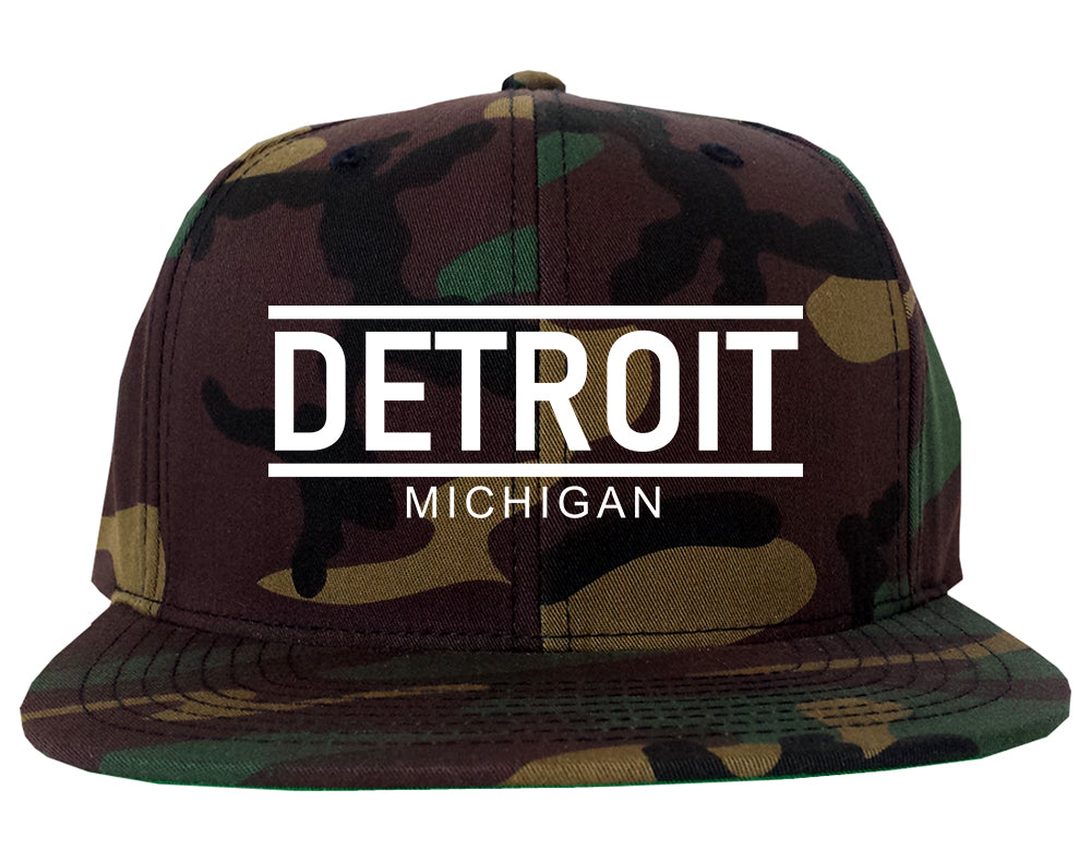 Detroit Michigan City Lines Mens Snapback Hat Army Camo