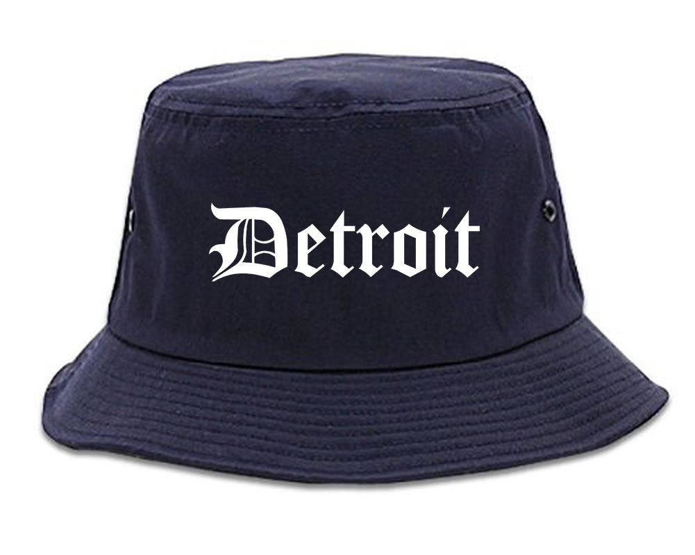 Detroit Old English Mens Bucket Hat Navy Blue