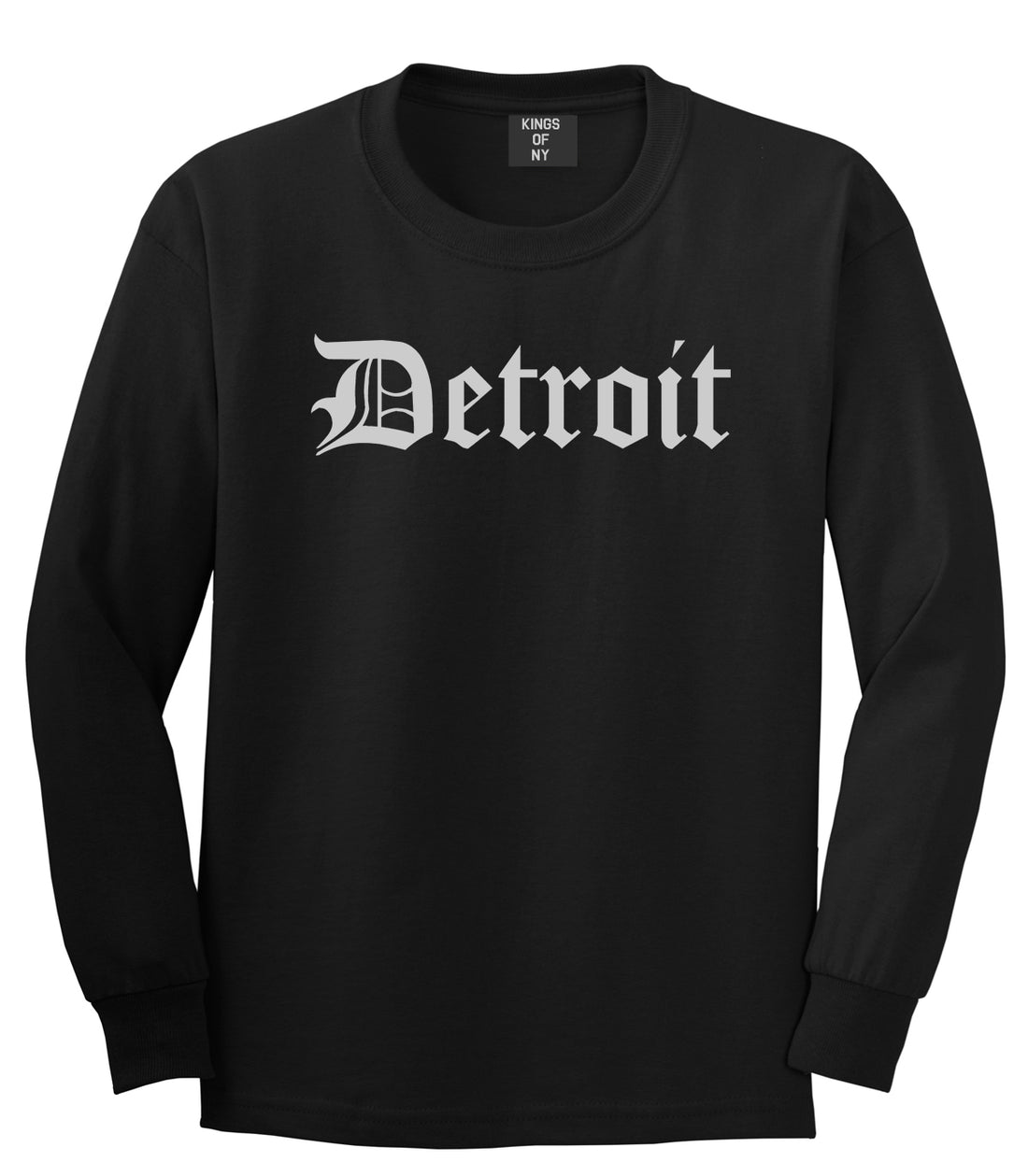 Detroit Old English Mens Long Sleeve T-Shirt Black