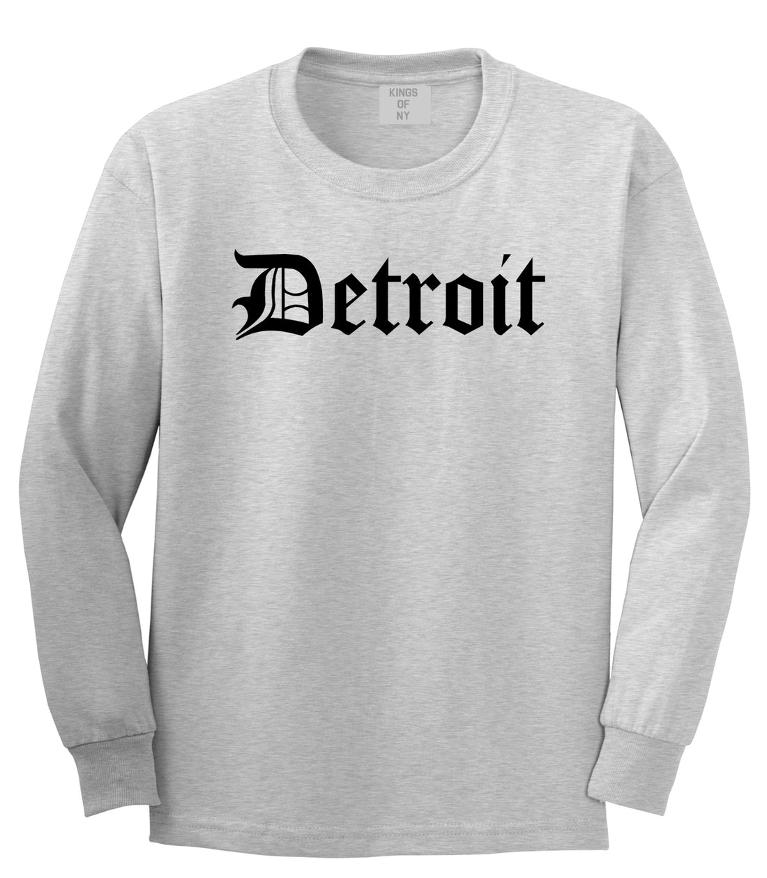 Detroit Old English Mens Long Sleeve T-Shirt Grey