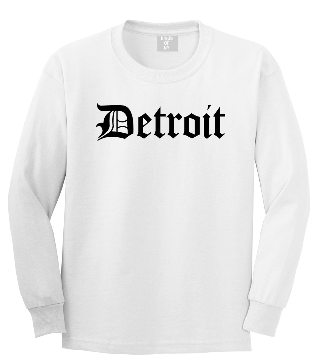 Detroit Old English Mens Long Sleeve T-Shirt White