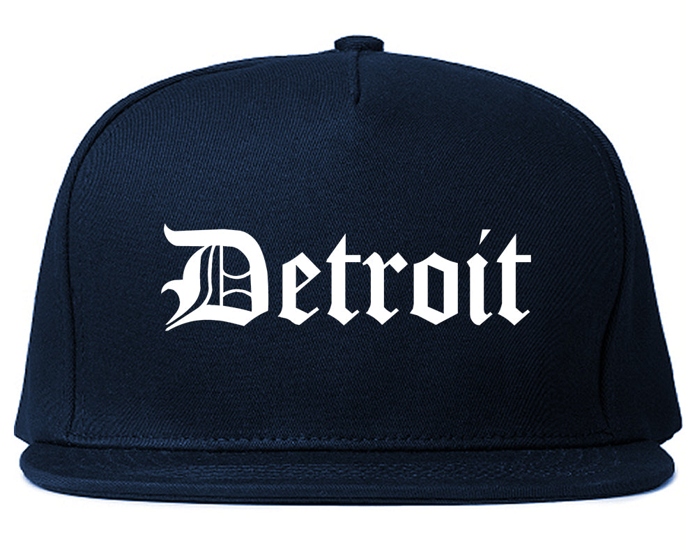 Detroit Old English Mens Snapback Hat Navy Blue