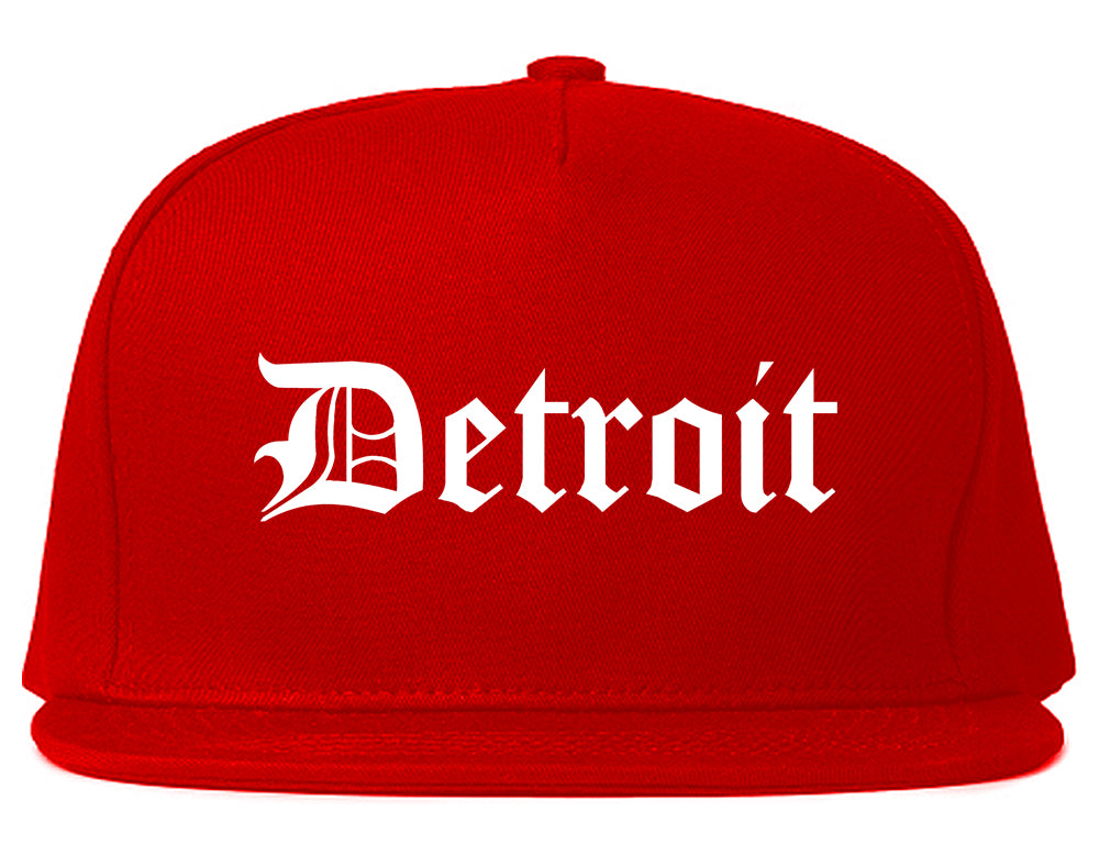 Detroit Old English Mens Snapback Hat Red