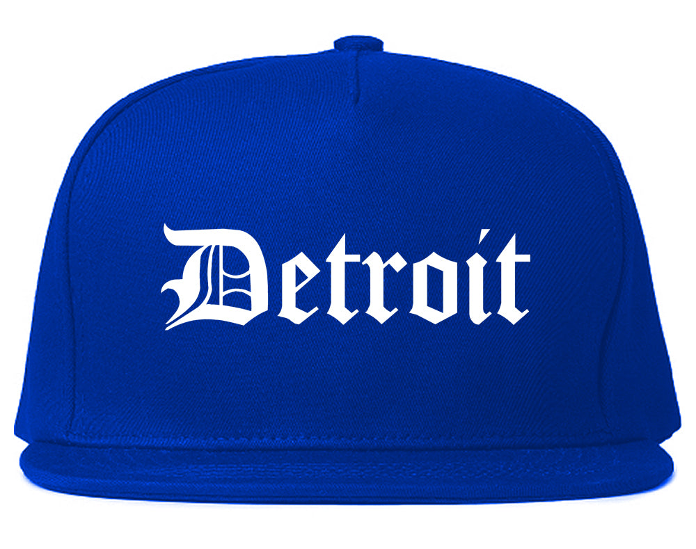 Detroit Old English Mens Snapback Hat Royal Blue
