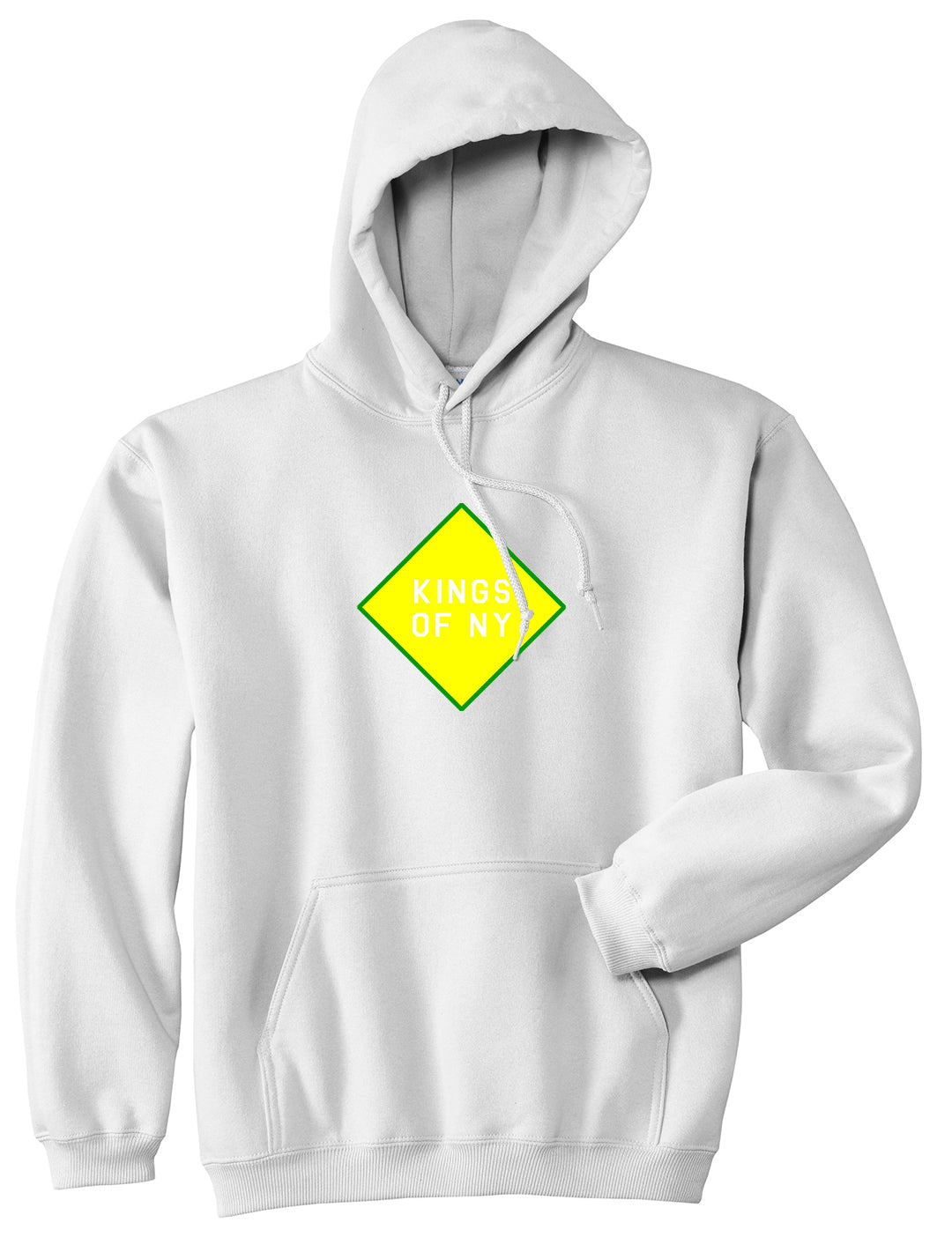 Diamond Logo Mens Pullover Hoodie White by Kings Of NY