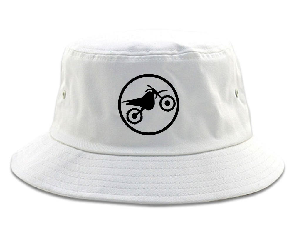 Dirt_Bike_Chest Mens White Bucket Hat by Kings Of NY