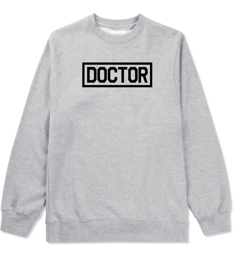 Doctor Box Logo Mens Grey Crewneck Sweatshirt by Kings Of NY