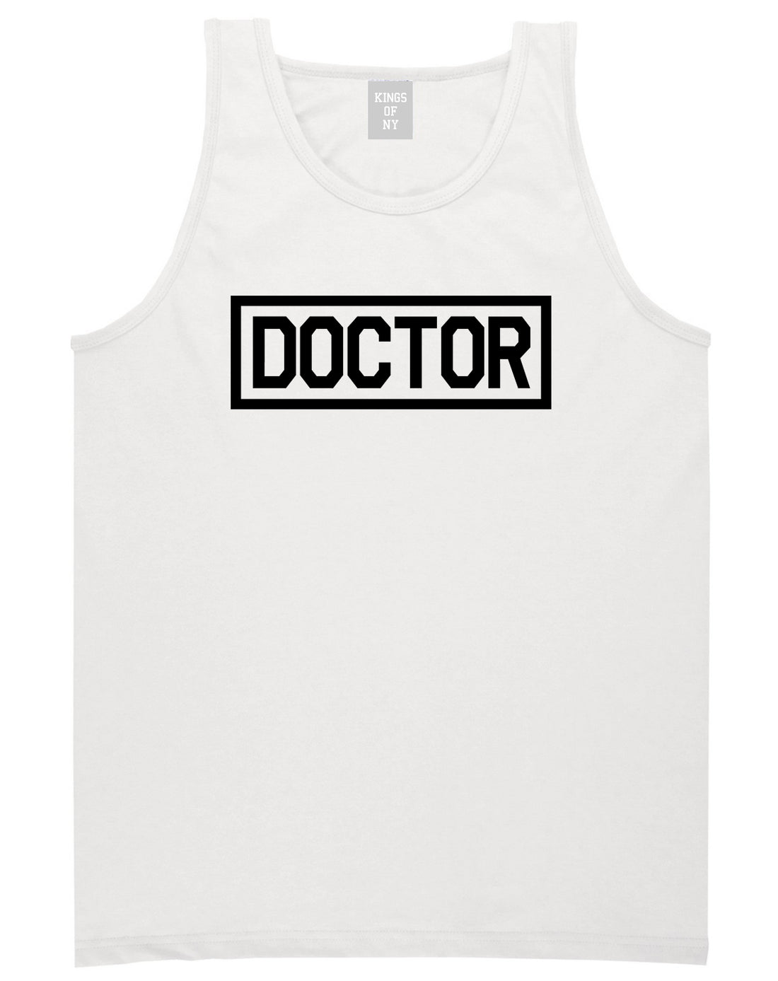 Doctor_Box_Logo Mens White Tank Top Shirt by Kings Of NY