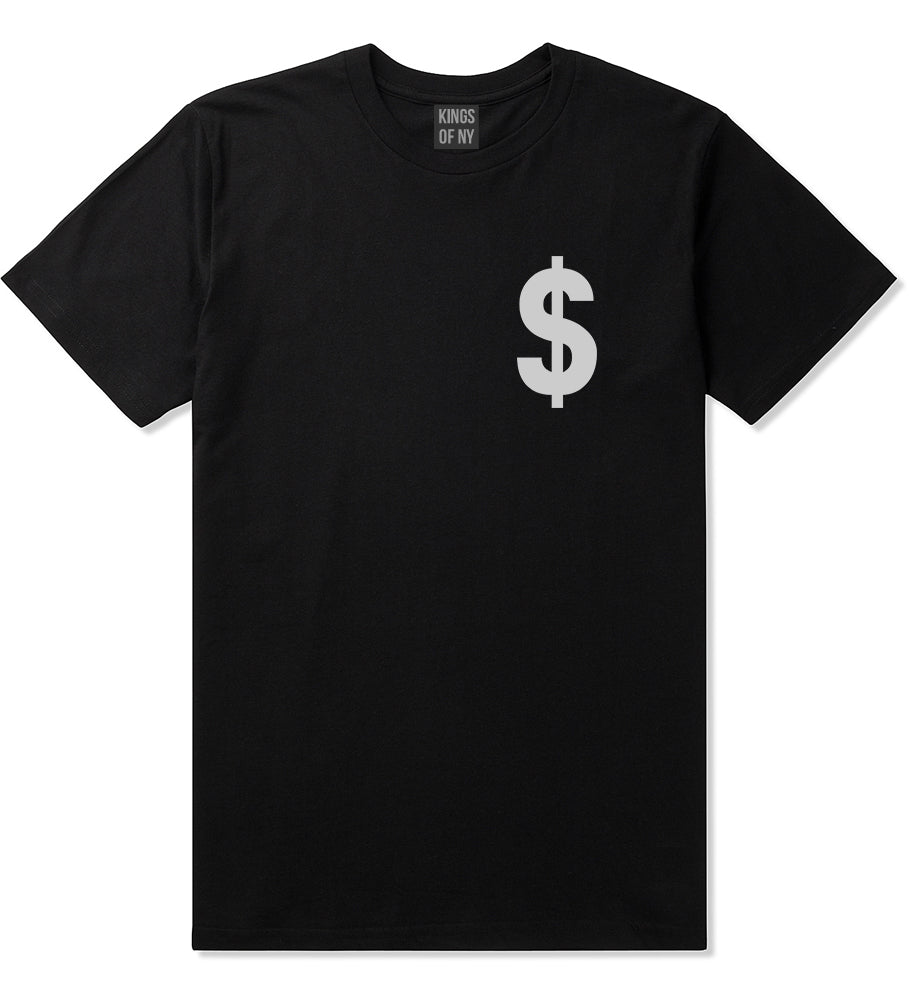 Dollar_Sign_Simple_Chest Mens Black T-Shirt by Kings Of NY