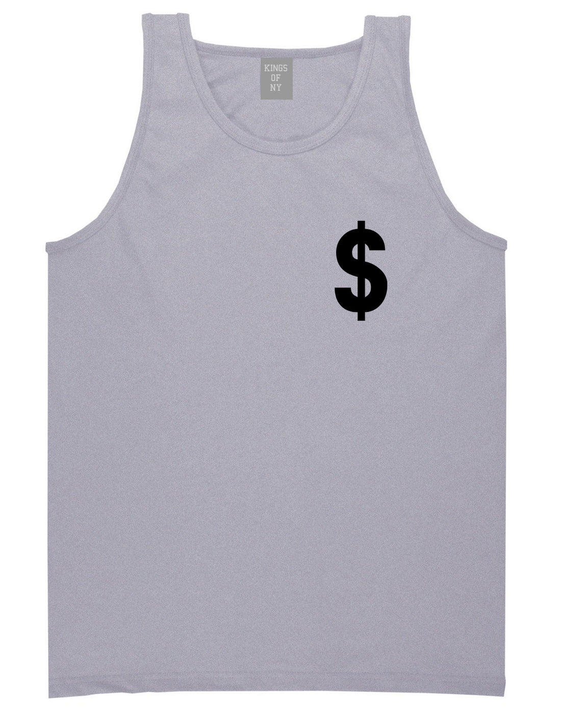 Dollar_Sign_Simple_Chest Mens Grey Tank Top Shirt by Kings Of NY