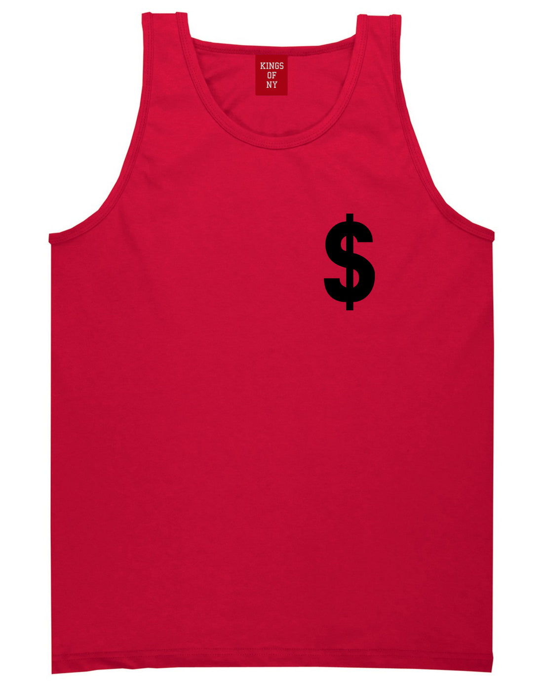 Dollar_Sign_Simple_Chest Mens Red Tank Top Shirt by Kings Of NY