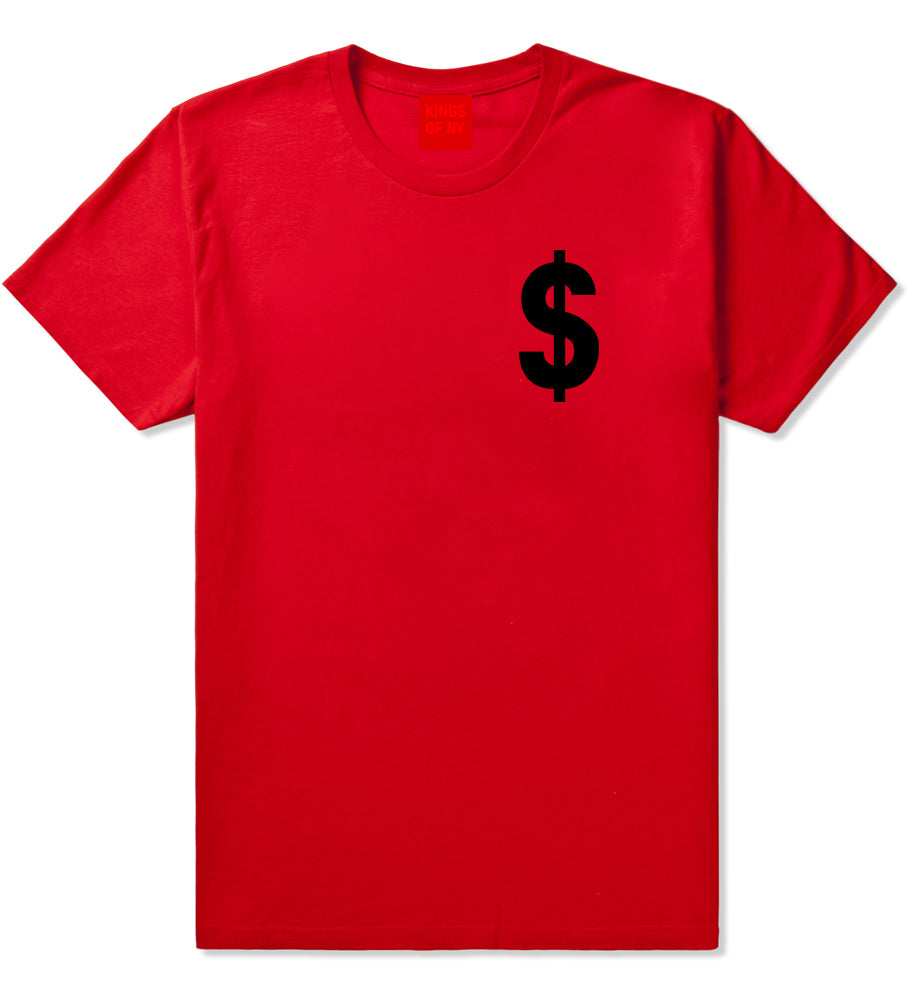 Dollar_Sign_Simple_Chest Mens Red T-Shirt by Kings Of NY