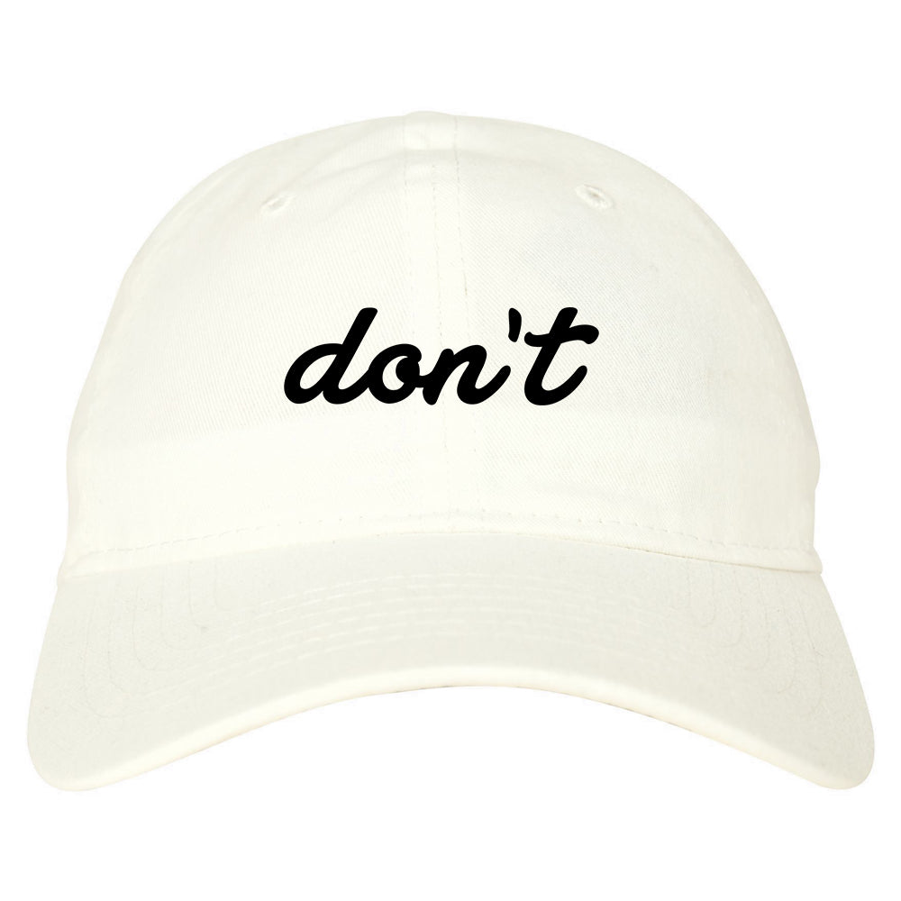 Dont_Script_Printed Mens White Snapback Hat by Kings Of NY