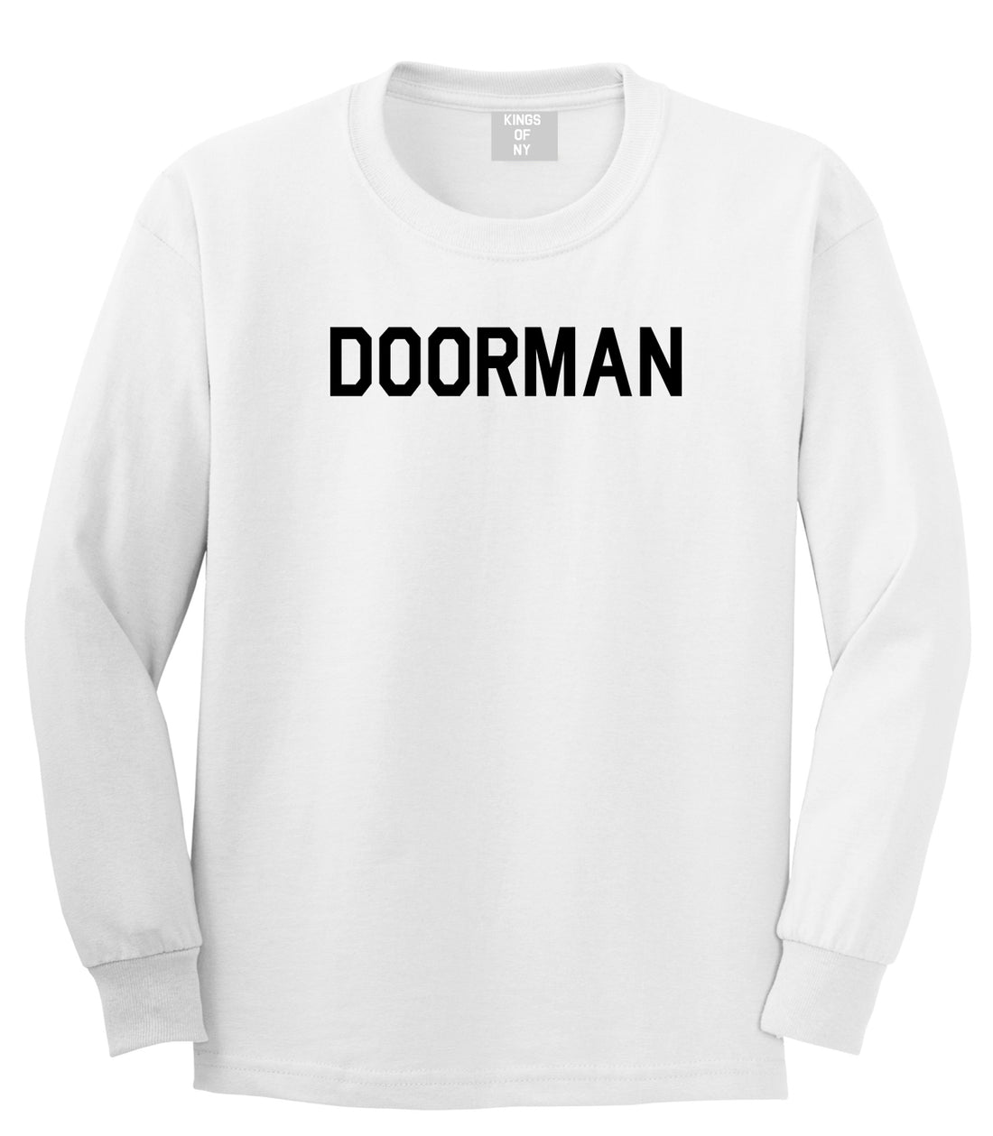 Doorman Mens White Long Sleeve T-Shirt by Kings Of NY