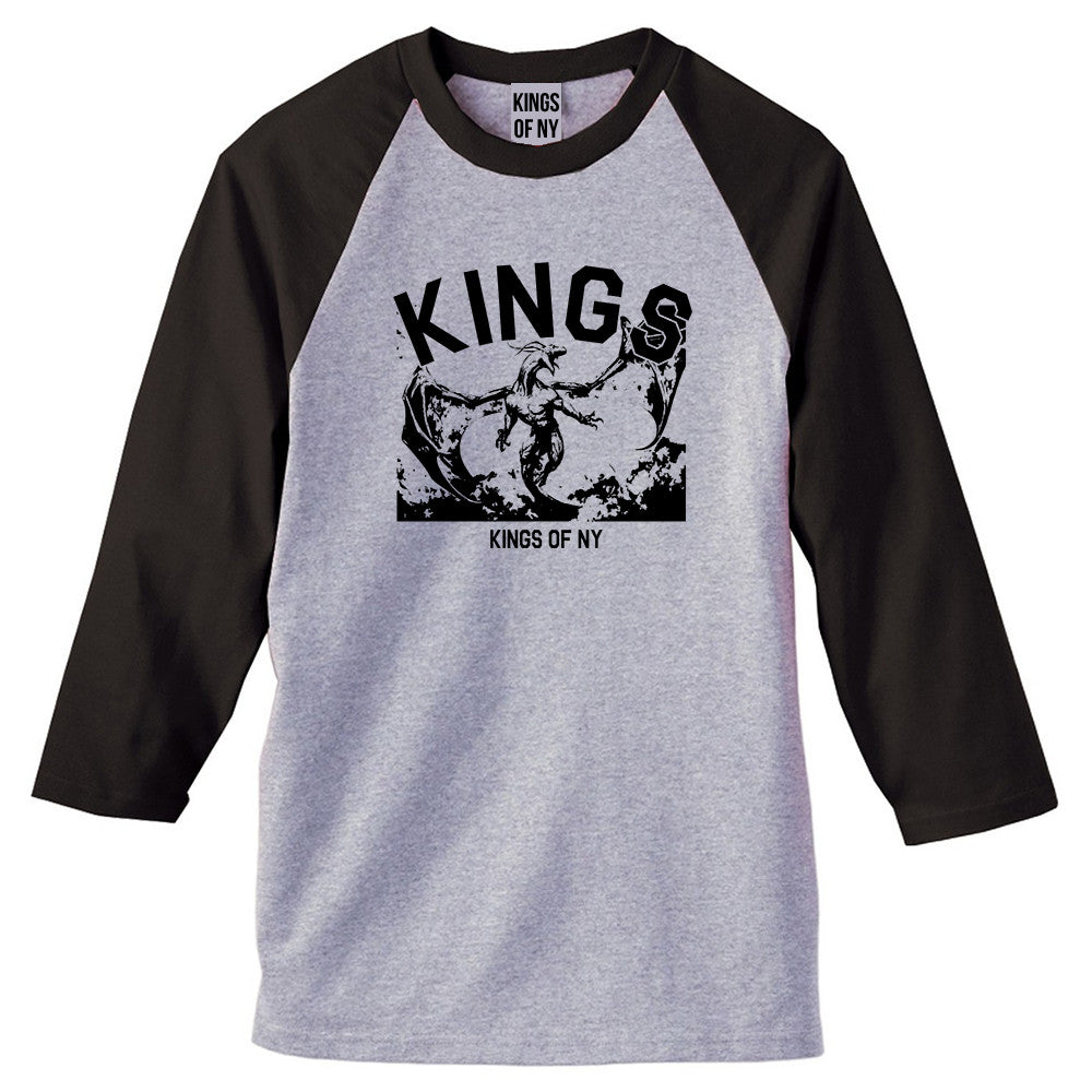 Dragon Kings 3/4 Sleeve Raglan T-Shirt in Grey