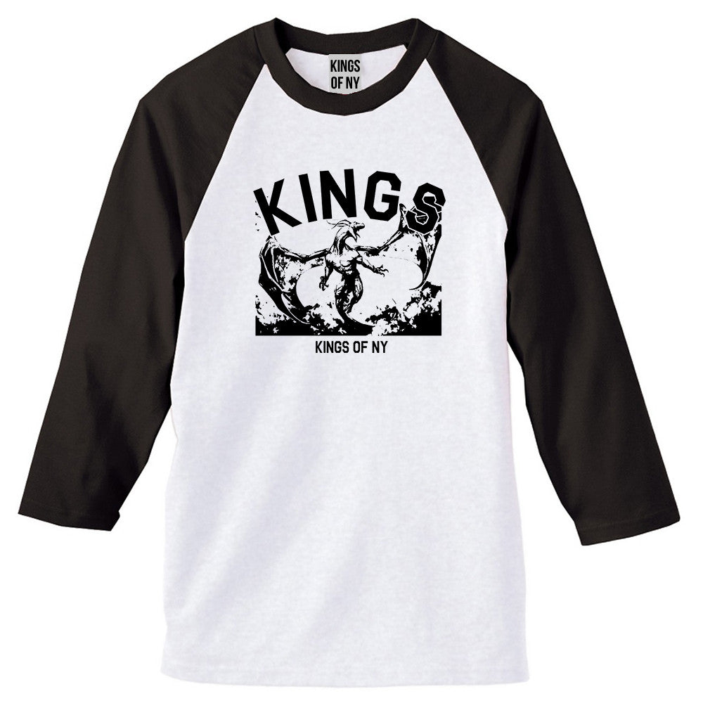 Dragon Kings 3/4 Sleeve Raglan T-Shirt in White