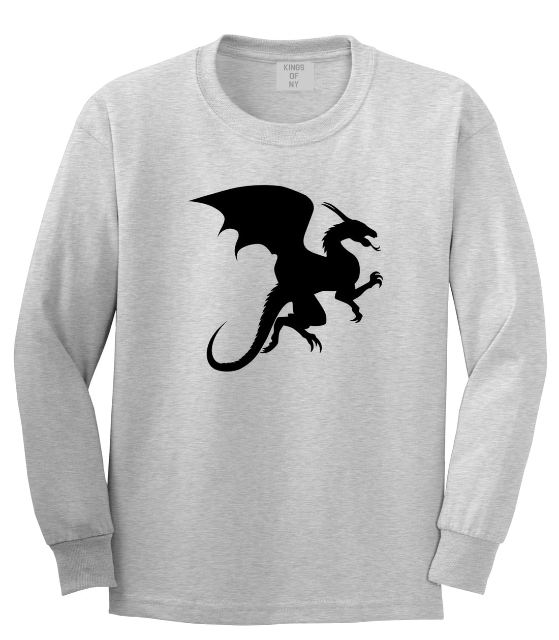Dragon Mens Grey Long Sleeve T-Shirt by Kings Of NY