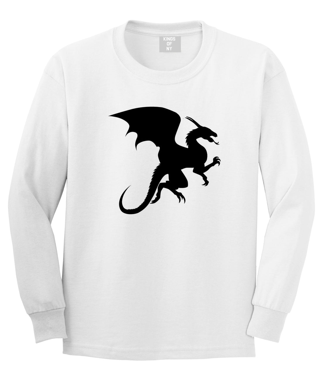 Dragon Mens White Long Sleeve T-Shirt by Kings Of NY