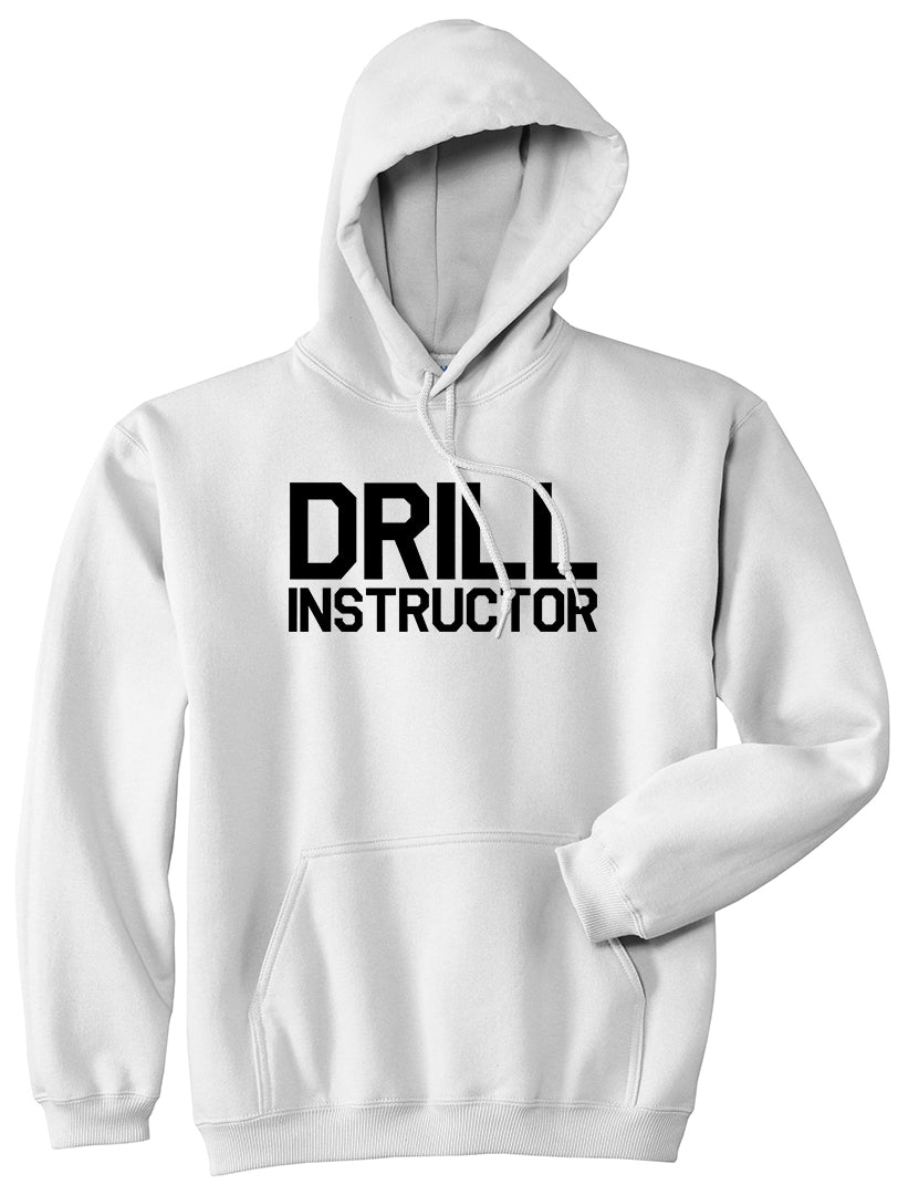 Drill Instructor Mens White Pullover Hoodie by Kings Of NY