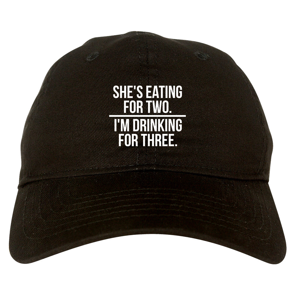 Drinking For Three Funny Pregnancy Announcement Mens Dad Hat Black