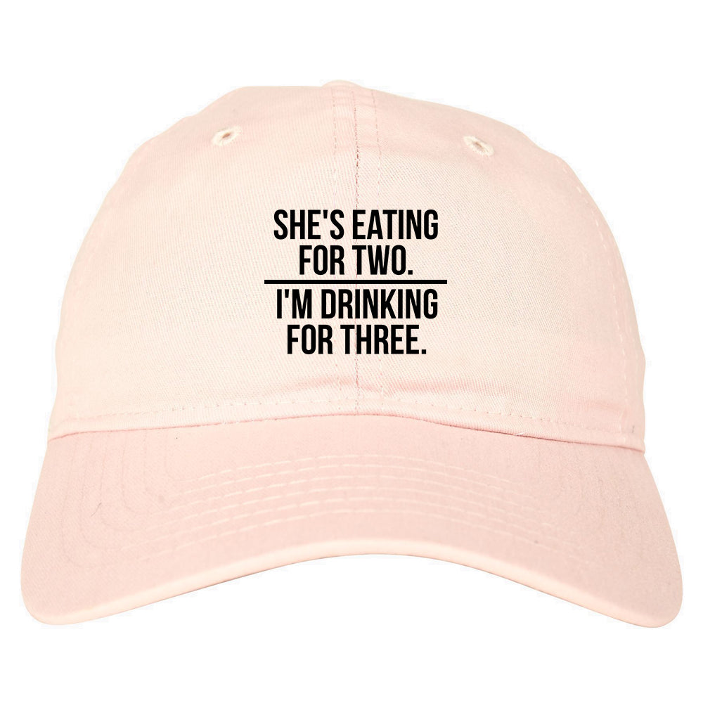 Drinking For Three Funny Pregnancy Announcement Mens Dad Hat Pink