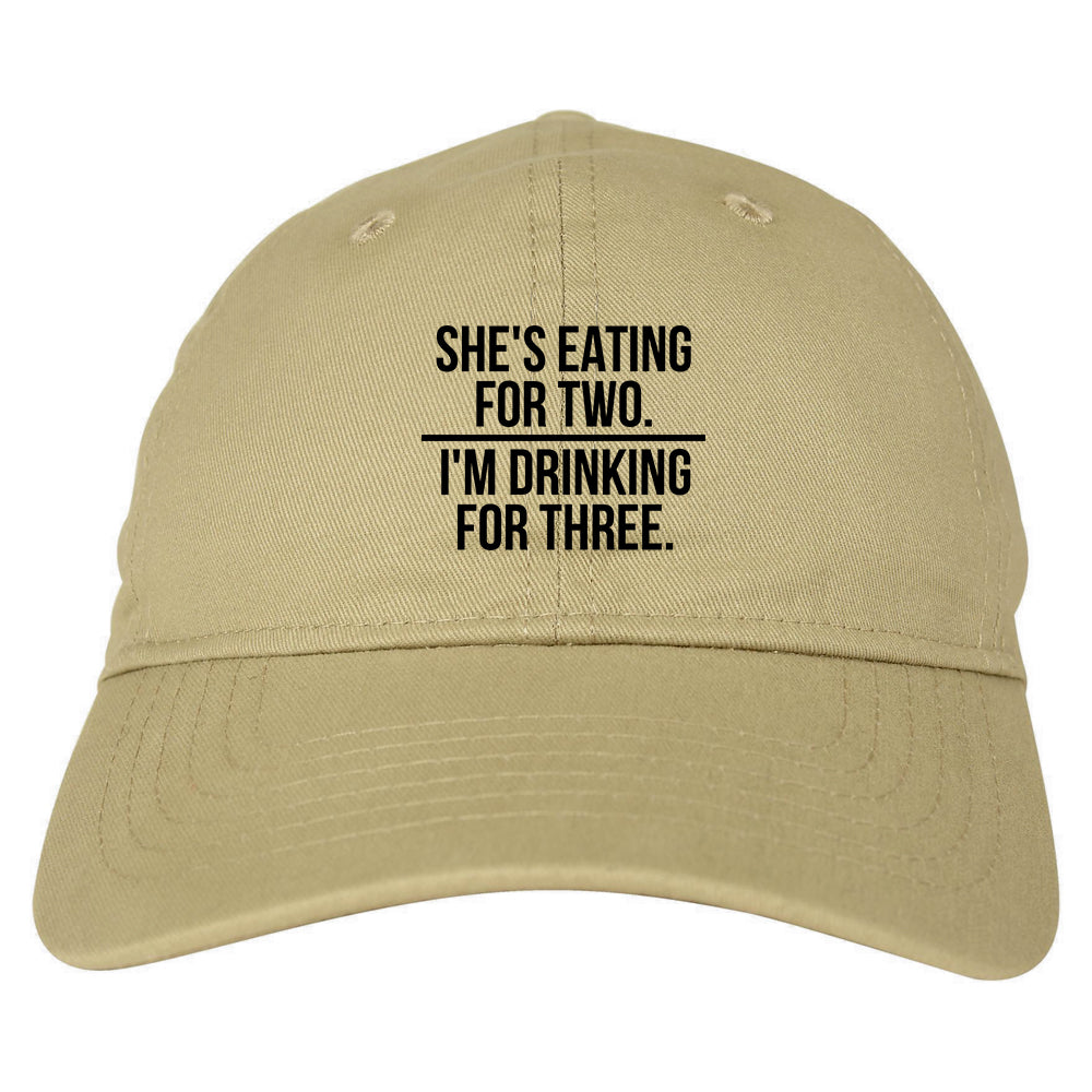 Drinking For Three Funny Pregnancy Announcement Mens Dad Hat Tan