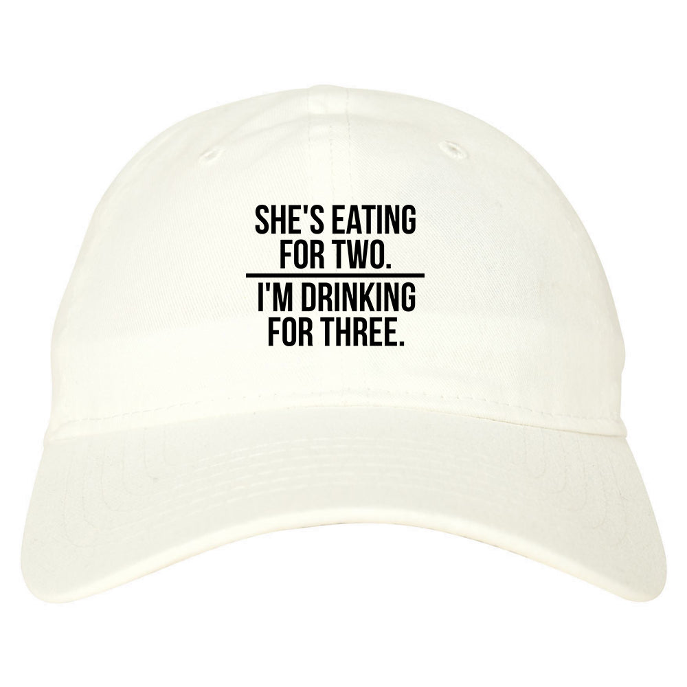 Drinking For Three Funny Pregnancy Announcement Mens Dad Hat White