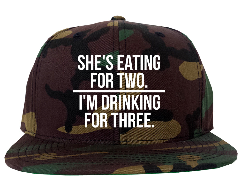 Drinking For Three Funny Pregnancy Announcement Mens Snapback Hat Army Camo