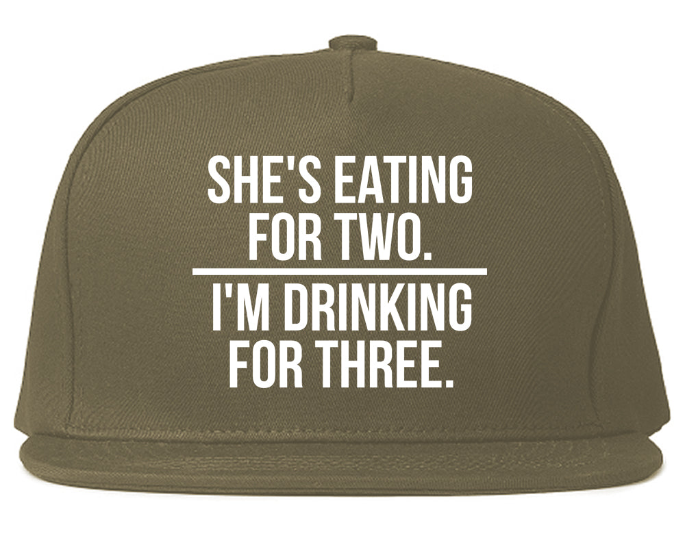 Drinking For Three Funny Pregnancy Announcement Mens Snapback Hat Grey