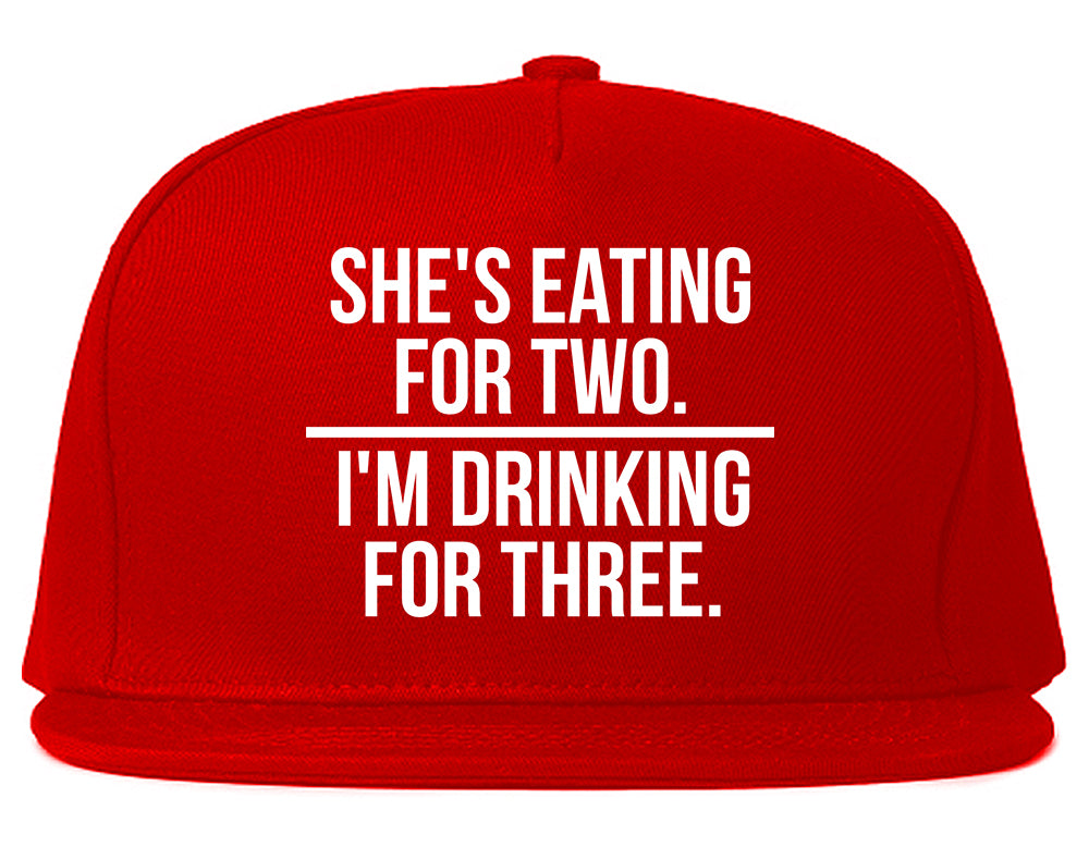 Drinking For Three Funny Pregnancy Announcement Mens Snapback Hat Red