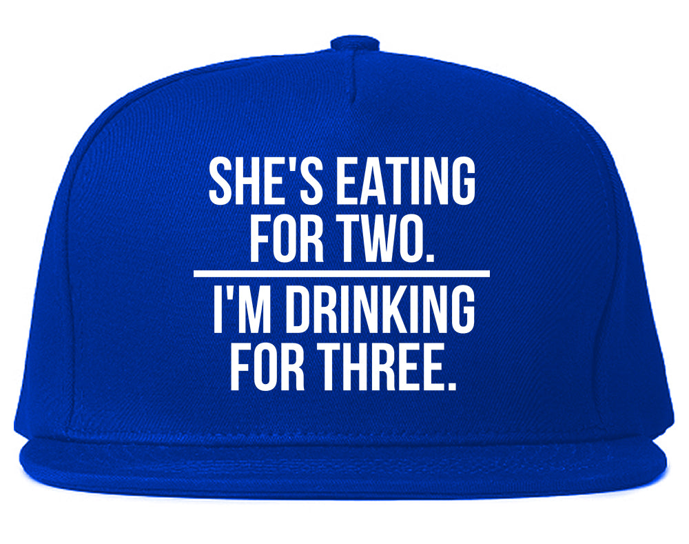 Drinking For Three Funny Pregnancy Announcement Mens Snapback Hat Royal Blue