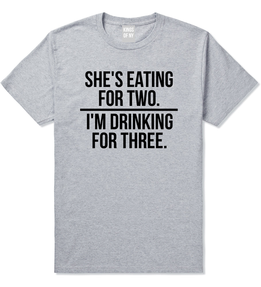 Drinking For Three Funny Pregnancy Announcement Mens T-Shirt Grey