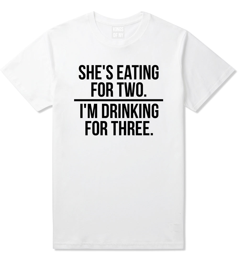 Drinking For Three Funny Pregnancy Announcement Mens T-Shirt White